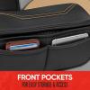 imageMotor Trend LuxeFit Gray Seat Covers for Cars Trucks Van SUV 2 Pack Premium Faux Leather Easy to Install Automotive Seat Covers with Storage Pockets Fits Most VehiclesBeige