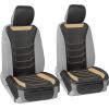 imageMotor Trend LuxeFit Gray Seat Covers for Cars Trucks Van SUV 2 Pack Premium Faux Leather Easy to Install Automotive Seat Covers with Storage Pockets Fits Most VehiclesBeige
