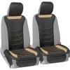 imageMotor Trend LuxeFit Gray Seat Covers for Cars Trucks Van SUV 2 Pack Premium Faux Leather Easy to Install Automotive Seat Covers with Storage Pockets Fits Most VehiclesBeige