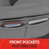 imageMotor Trend LuxeFit Gray Seat Covers for Cars Trucks Van SUV 2 Pack Premium Faux Leather Easy to Install Automotive Seat Covers with Storage Pockets Fits Most VehiclesSolid Gray