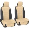 imageMotor Trend LuxeFit Gray Seat Covers for Cars Trucks Van SUV 2 Pack Premium Faux Leather Easy to Install Automotive Seat Covers with Storage Pockets Fits Most VehiclesSolid Beige
