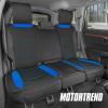 imageMotor Trend LuxeFit Gray Seat Covers for Cars Trucks Van SUV 2 Pack Premium Faux Leather Easy to Install Automotive Seat Covers with Storage Pockets Fits Most VehiclesBlue