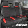 imageMotor Trend LuxeFit Gray Seat Covers for Cars Trucks Van SUV 2 Pack Premium Faux Leather Easy to Install Automotive Seat Covers with Storage Pockets Fits Most VehiclesRed