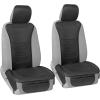 imageMotor Trend LuxeFit Gray Seat Covers for Cars Trucks Van SUV 2 Pack Premium Faux Leather Easy to Install Automotive Seat Covers with Storage Pockets Fits Most VehiclesSolid Black