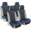 imageMotor Trend LuxeFit Gray Seat Covers for Cars Trucks Van SUV 2 Pack Premium Faux Leather Easy to Install Automotive Seat Covers with Storage Pockets Fits Most VehiclesBlue