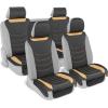 imageMotor Trend LuxeFit Gray Seat Covers for Cars Trucks Van SUV 2 Pack Premium Faux Leather Easy to Install Automotive Seat Covers with Storage Pockets Fits Most VehiclesBeige