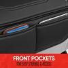 imageMotor Trend LuxeFit Gray Seat Covers for Cars Trucks Van SUV 2 Pack Premium Faux Leather Easy to Install Automotive Seat Covers with Storage Pockets Fits Most VehiclesBlackGray