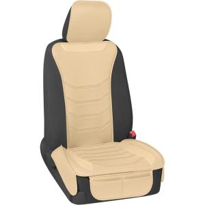 imageMotor Trend LuxeFit Gray Seat Covers for Cars Trucks Van SUV 2 Pack Premium Faux Leather Easy to Install Automotive Seat Covers with Storage Pockets Fits Most VehiclesSolid Beige