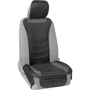 imageMotor Trend LuxeFit Gray Seat Covers for Cars Trucks Van SUV 2 Pack Premium Faux Leather Easy to Install Automotive Seat Covers with Storage Pockets Fits Most VehiclesBlackGray