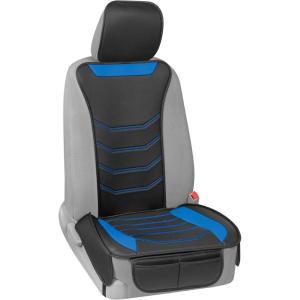 imageMotor Trend LuxeFit Gray Seat Covers for Cars Trucks Van SUV 2 Pack Premium Faux Leather Easy to Install Automotive Seat Covers with Storage Pockets Fits Most VehiclesBlue