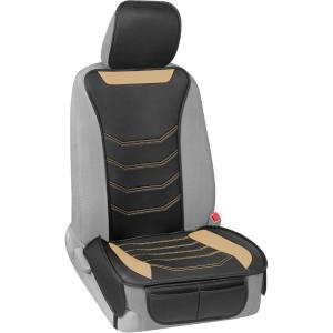 imageMotor Trend LuxeFit Gray Seat Covers for Cars Trucks Van SUV 2 Pack Premium Faux Leather Easy to Install Automotive Seat Covers with Storage Pockets Fits Most VehiclesBeige