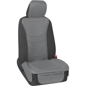 imageMotor Trend LuxeFit Gray Seat Covers for Cars Trucks Van SUV 2 Pack Premium Faux Leather Easy to Install Automotive Seat Covers with Storage Pockets Fits Most VehiclesSolid Gray