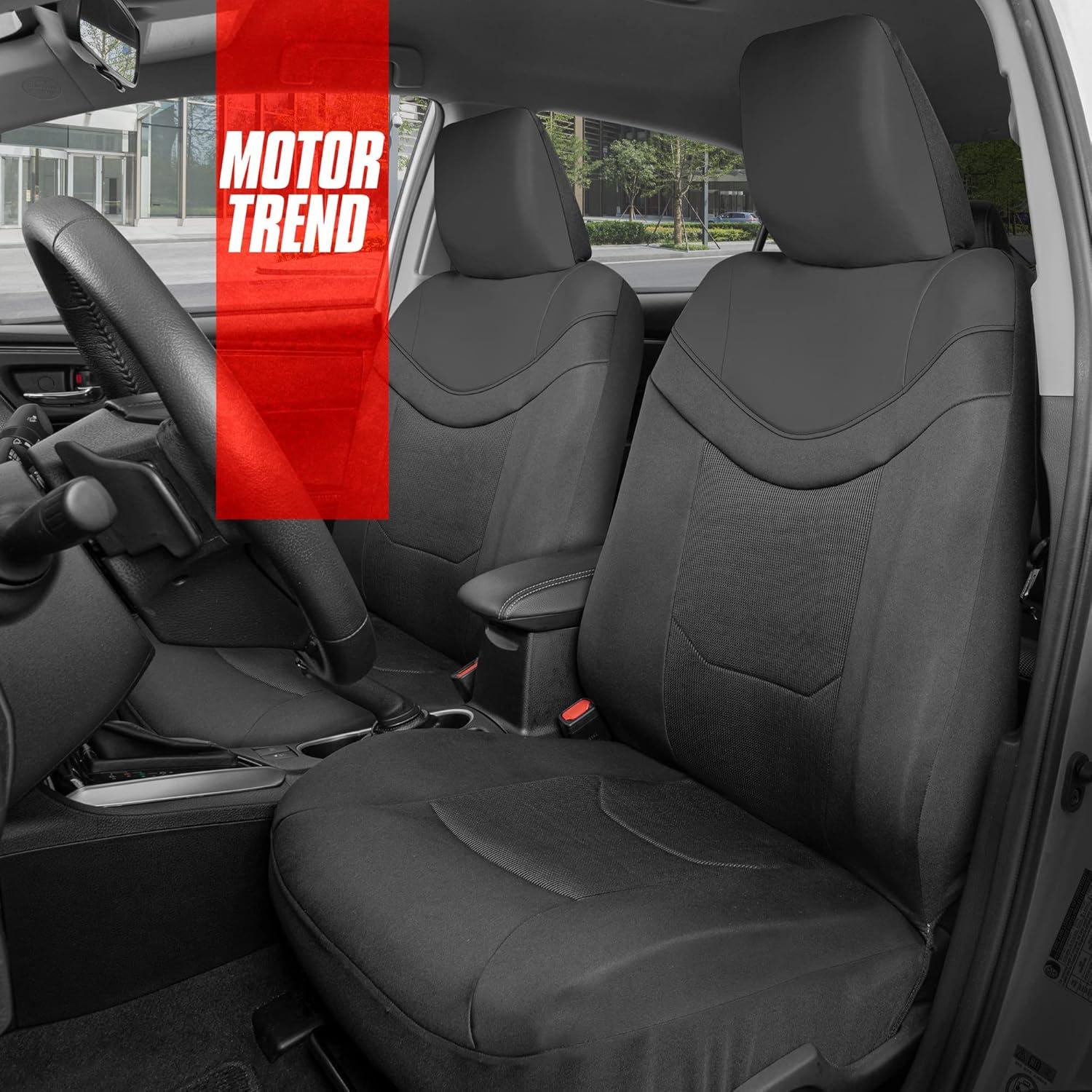 imageMotor Trend Premium LuxeSport Blue Car Seat Covers for Front Seats 2 Pack  Automotive Seat Protectors with Comfortable Mesh Back ampamp Faux Leather Headrest Interior Covers for Car Truck Van SUVCharcoal Gray