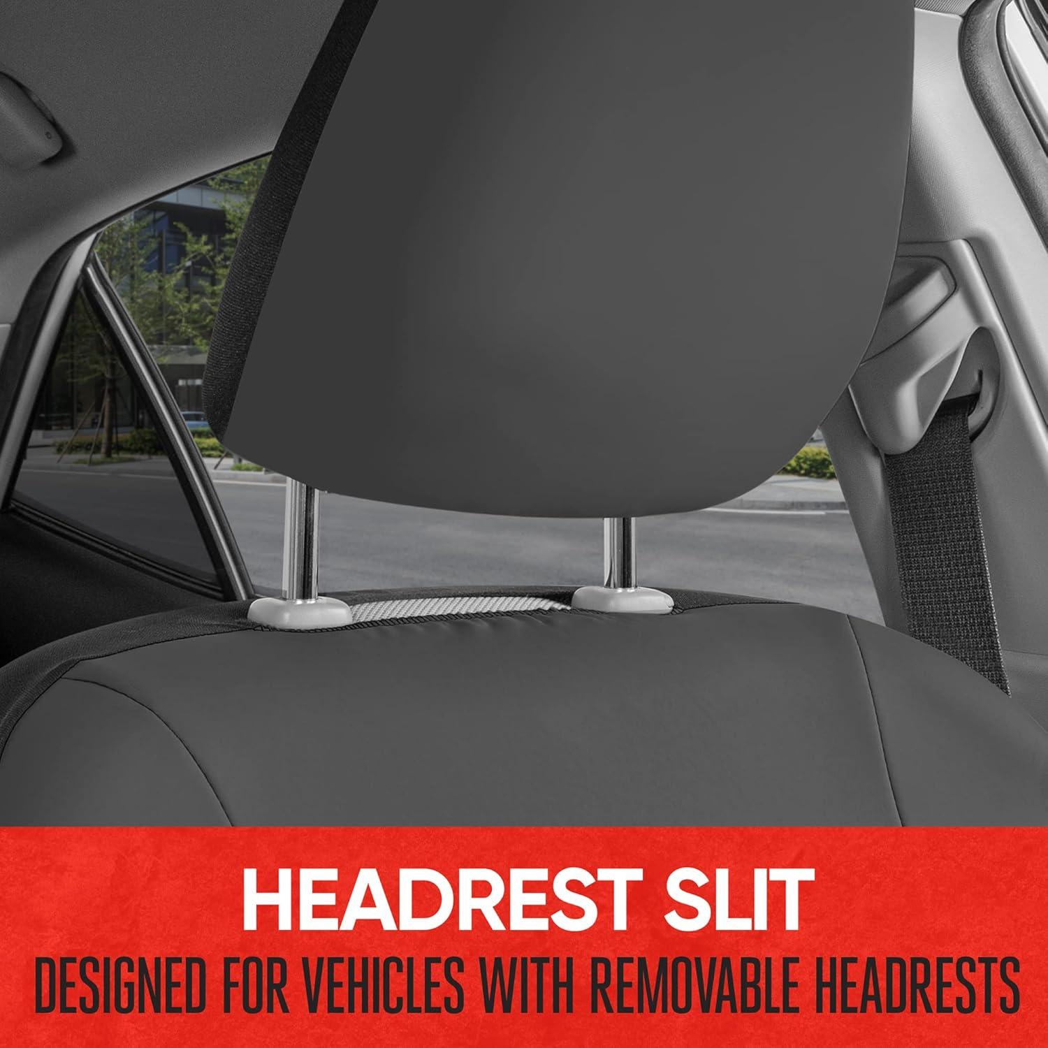 imageMotor Trend Premium LuxeSport Blue Car Seat Covers for Front Seats 2 Pack  Automotive Seat Protectors with Comfortable Mesh Back ampamp Faux Leather Headrest Interior Covers for Car Truck Van SUVCharcoal Gray