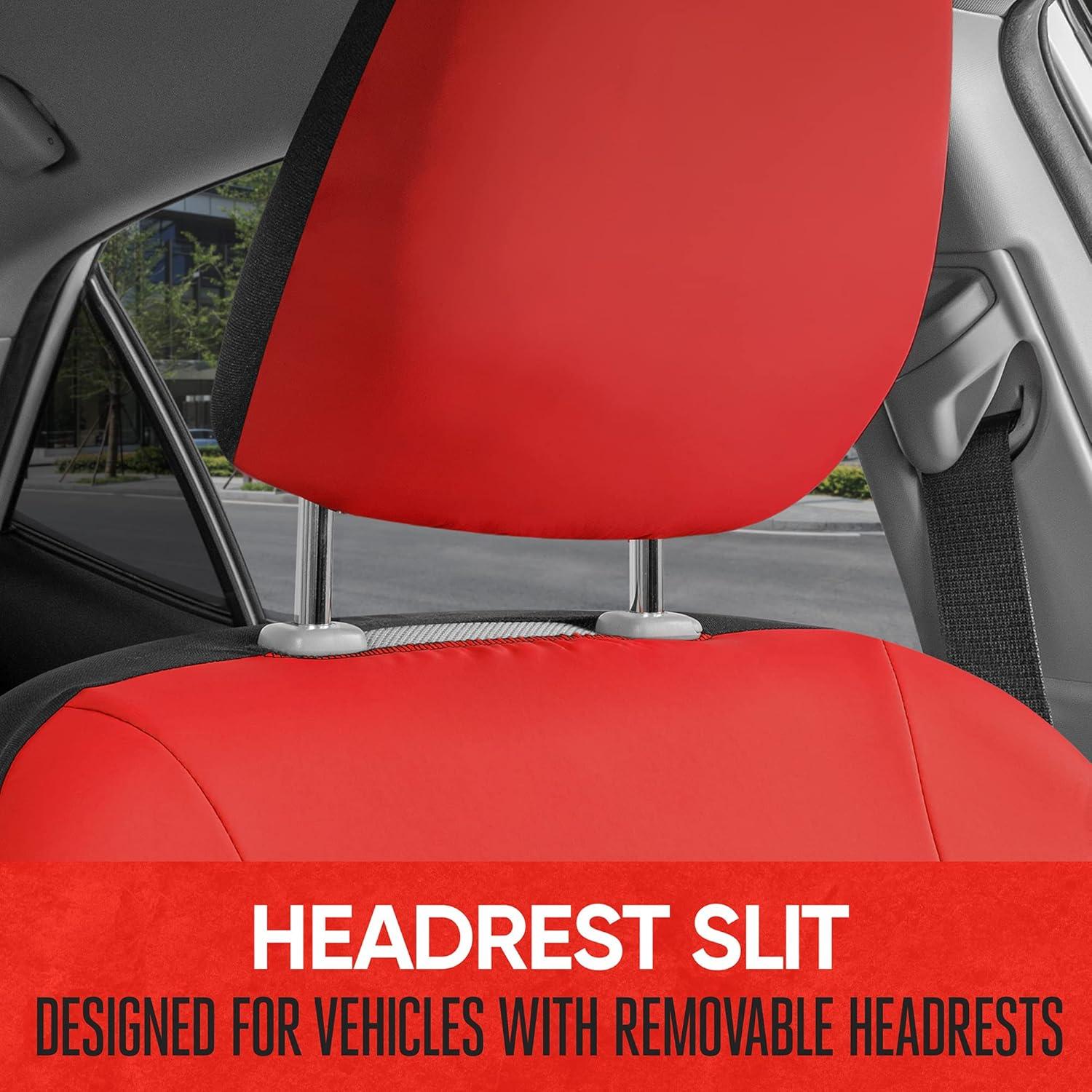 imageMotor Trend Premium LuxeSport Blue Car Seat Covers for Front Seats 2 Pack  Automotive Seat Protectors with Comfortable Mesh Back ampamp Faux Leather Headrest Interior Covers for Car Truck Van SUVRed
