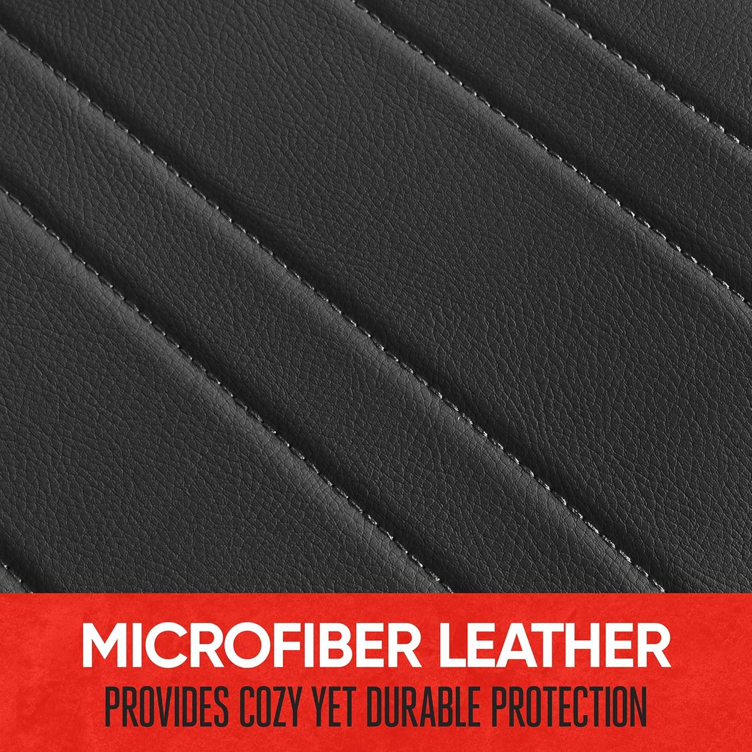 imageMotor Trend Seat Covers for Cars Trucks SUV Faux Leather 2Pack Blue Padded Car Seat Covers with Storage Pockets Premium Interior Car Seat CoverBlack
