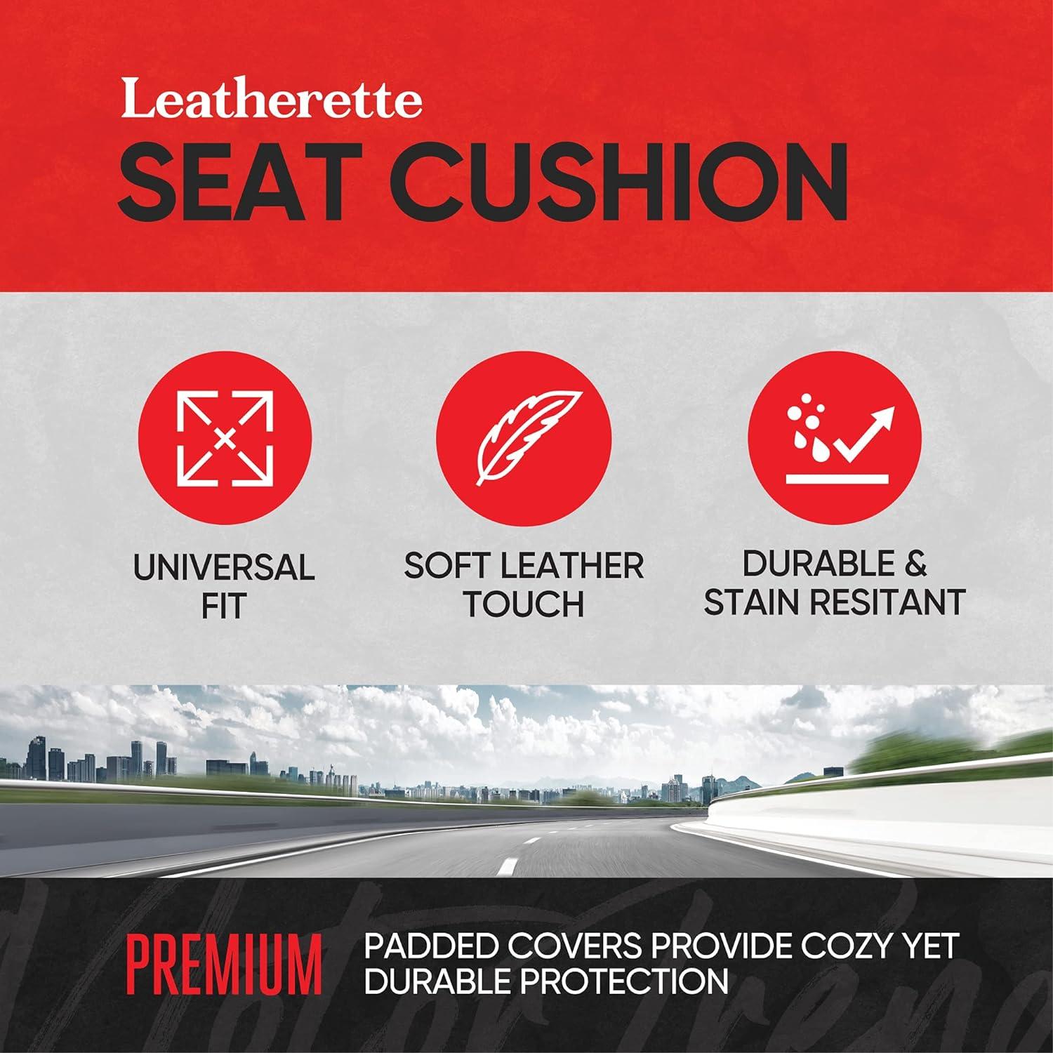 imageMotor Trend Seat Covers for Cars Trucks SUV Faux Leather 2Pack Blue Padded Car Seat Covers with Storage Pockets Premium Interior Car Seat CoverBlue
