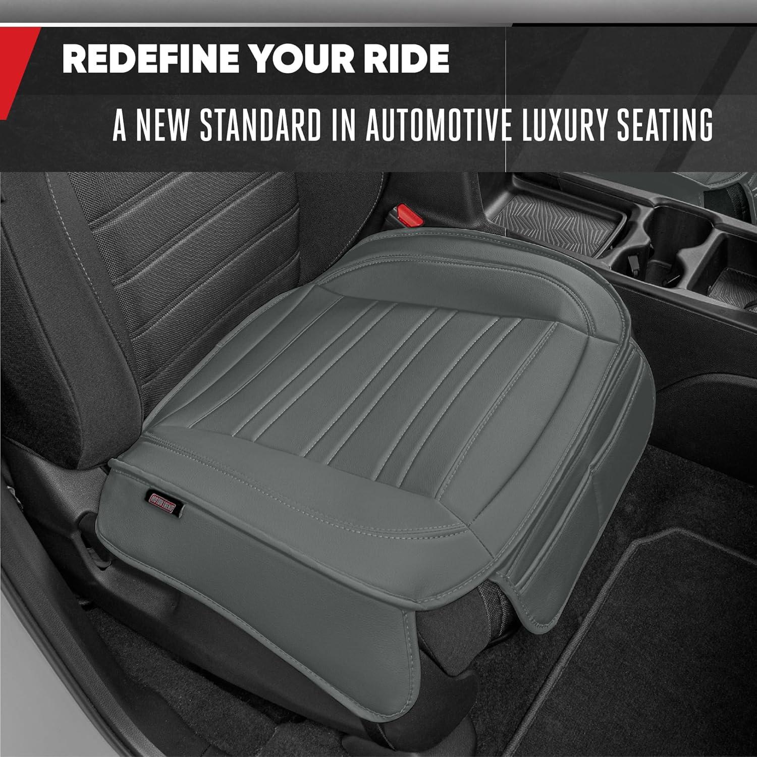 imageMotor Trend Seat Covers for Cars Trucks SUV Faux Leather 2Pack Blue Padded Car Seat Covers with Storage Pockets Premium Interior Car Seat CoverGray