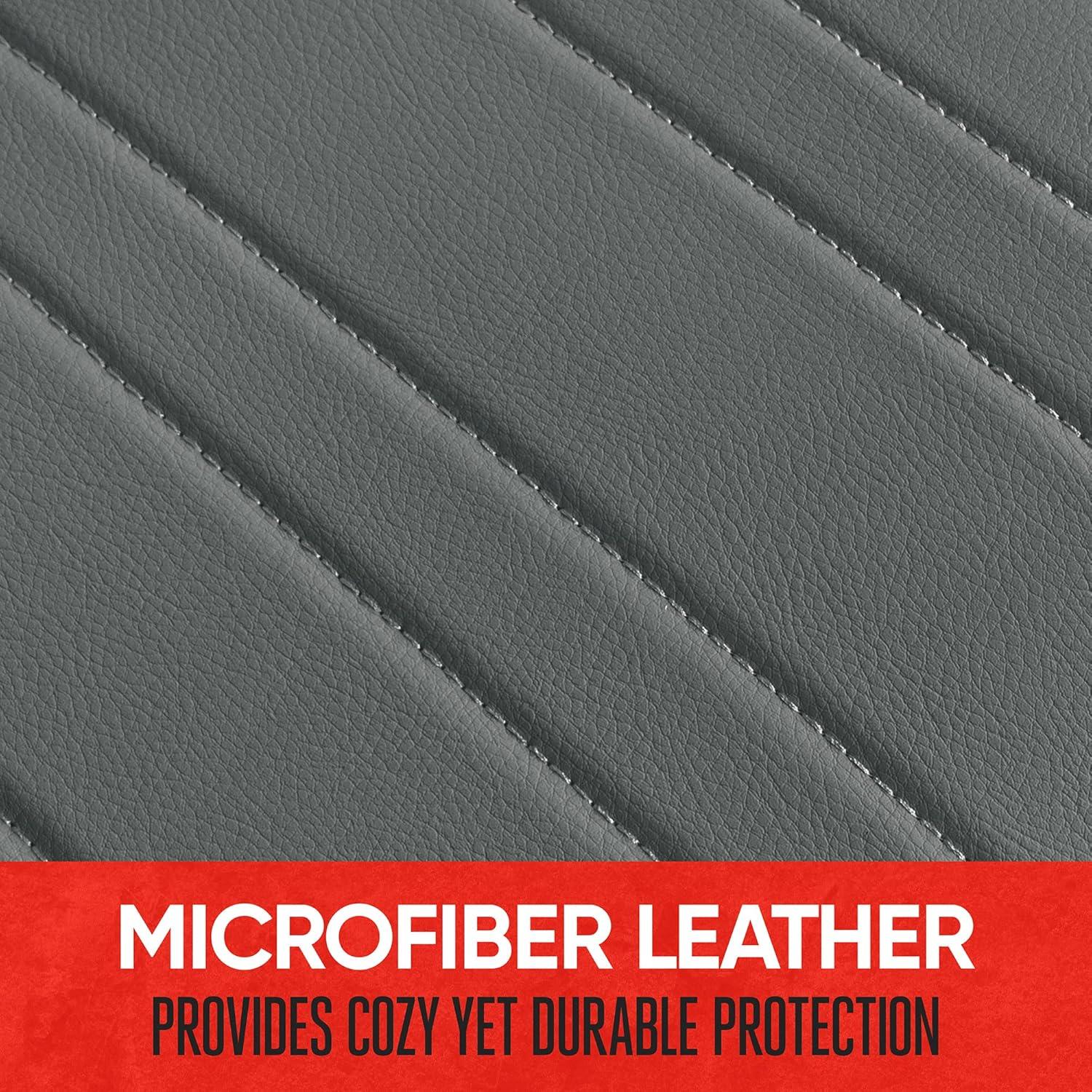 imageMotor Trend Seat Covers for Cars Trucks SUV Faux Leather 2Pack Blue Padded Car Seat Covers with Storage Pockets Premium Interior Car Seat CoverGray