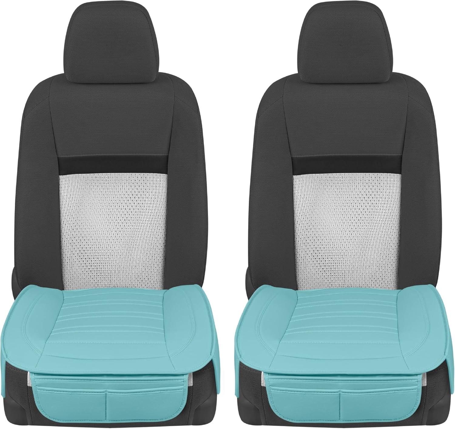 imageMotor Trend Seat Covers for Cars Trucks SUV Faux Leather 2Pack Blue Padded Car Seat Covers with Storage Pockets Premium Interior Car Seat CoverMint