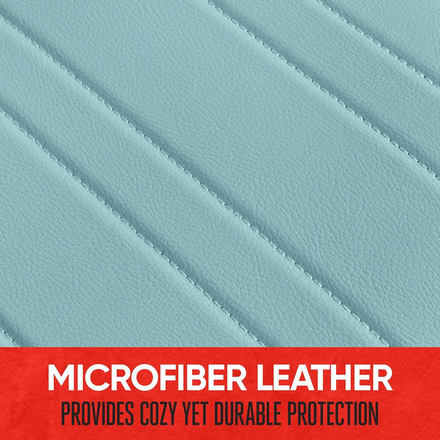 imageMotor Trend Seat Covers for Cars Trucks SUV Faux Leather 2Pack Blue Padded Car Seat Covers with Storage Pockets Premium Interior Car Seat CoverMint
