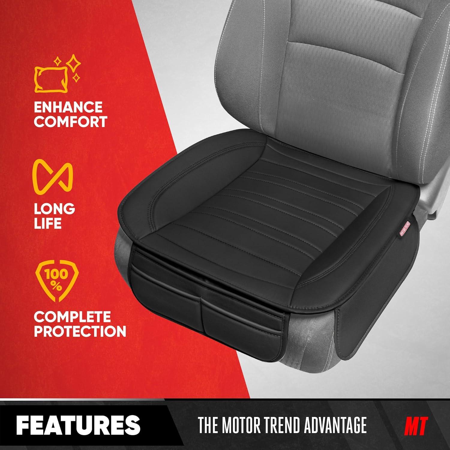 imageMotor Trend Seat Covers for Cars Trucks SUV Faux Leather Full Set Black Padded Car Seat Covers with Storage Pockets Premium Interior Car Seat CoverBlack