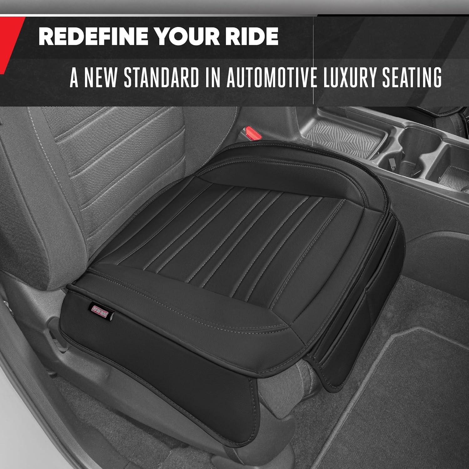 imageMotor Trend Seat Covers for Cars Trucks SUV Faux Leather Full Set Black Padded Car Seat Covers with Storage Pockets Premium Interior Car Seat CoverBlack