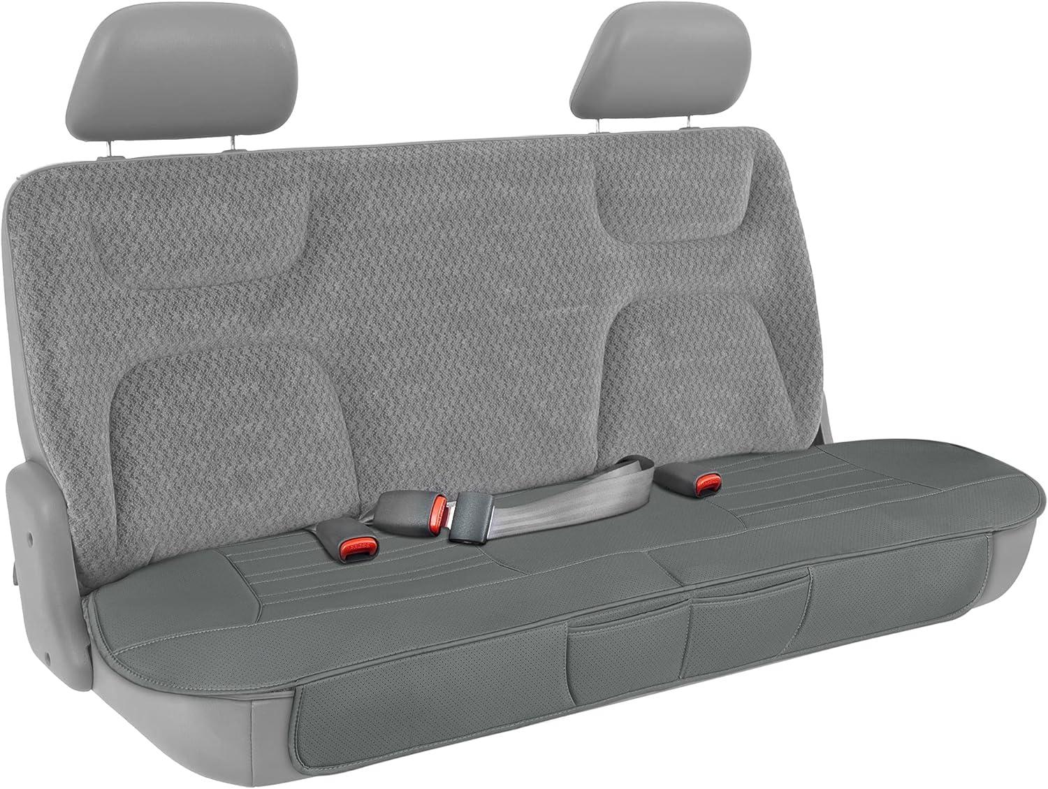 imageMotor Trend Seat Covers for Cars Trucks SUV Faux Leather Full Set Black Padded Car Seat Covers with Storage Pockets Premium Interior Car Seat CoverGray