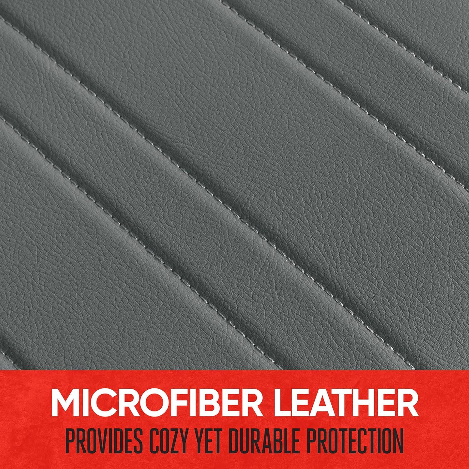 imageMotor Trend Seat Covers for Cars Trucks SUV Faux Leather Full Set Black Padded Car Seat Covers with Storage Pockets Premium Interior Car Seat CoverGray