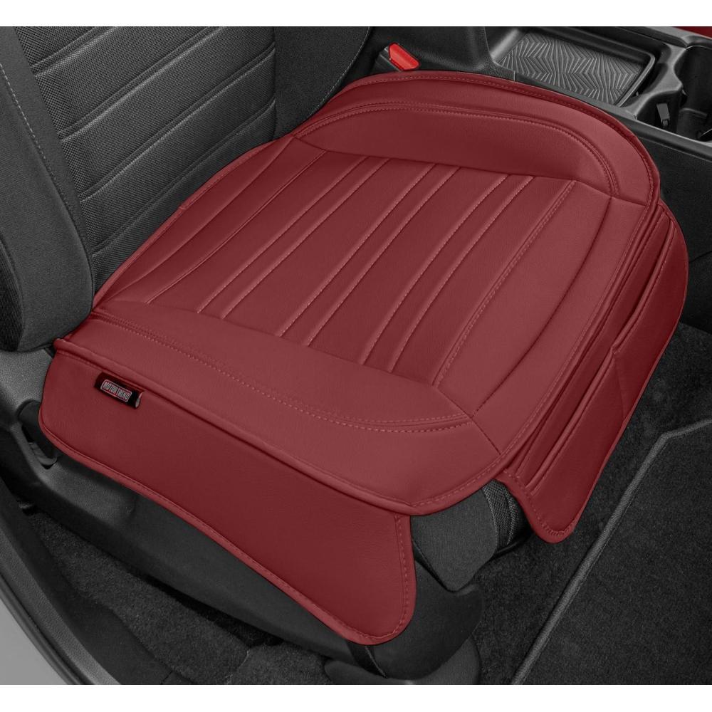 imageMotor Trend Seat Covers for Cars Trucks SUV Faux Leather 2Pack Blue Padded Car Seat Covers with Storage Pockets Premium Interior Car Seat CoverBurgundy