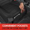 imageMotor Trend Seat Covers for Cars Trucks SUV Faux Leather 2Pack Blue Padded Car Seat Covers with Storage Pockets Premium Interior Car Seat CoverBlack