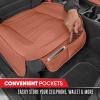 imageMotor Trend Seat Covers for Cars Trucks SUV Faux Leather 2Pack Blue Padded Car Seat Covers with Storage Pockets Premium Interior Car Seat CoverBrown
