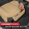 imageMotor Trend Seat Covers for Cars Trucks SUV Faux Leather 2Pack Blue Padded Car Seat Covers with Storage Pockets Premium Interior Car Seat CoverTan Beige