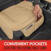 imageMotor Trend Seat Covers for Cars Trucks SUV Faux Leather 2Pack Blue Padded Car Seat Covers with Storage Pockets Premium Interior Car Seat CoverTan Beige
