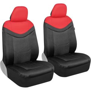 imageMotor Trend Premium LuxeSport Blue Car Seat Covers for Front Seats 2 Pack  Automotive Seat Protectors with Comfortable Mesh Back ampamp Faux Leather Headrest Interior Covers for Car Truck Van SUVRed