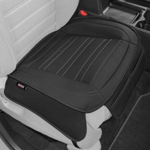 imageMotor Trend Seat Covers for Cars Trucks SUV Faux Leather 2Pack Blue Padded Car Seat Covers with Storage Pockets Premium Interior Car Seat CoverBlack