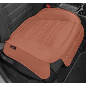 imageMotor Trend Seat Covers for Cars Trucks SUV Faux Leather 2Pack Blue Padded Car Seat Covers with Storage Pockets Premium Interior Car Seat CoverBrown