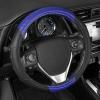 imageMotor Trend GripDrive Carbon Fiber Steering Wheel Cover NonSlip Sporty Racing Faux Leather Ergonomic Comfortable Handle Steering Wheel Cover for Cars Trucks Vans SUV  Fits Standard 15 Inch  BeigeBlue GripDrive