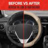 imageMotor Trend GripDrive Carbon Fiber Steering Wheel Cover NonSlip Sporty Racing Faux Leather Ergonomic Comfortable Handle Steering Wheel Cover for Cars Trucks Vans SUV  Fits Standard 15 Inch  BeigeBeige UltraSport