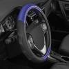 imageMotor Trend GripDrive Carbon Fiber Steering Wheel Cover NonSlip Sporty Racing Faux Leather Ergonomic Comfortable Handle Steering Wheel Cover for Cars Trucks Vans SUV  Fits Standard 15 Inch  BeigeBlue GripDrive