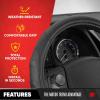 imageMotor Trend GripDrive Faux Black Leather Steering Wheel Cover for Car Truck Van SUV Small 14 inch Size Solid Black Stitched Car Steering Wheel Cover Vehicle ampamp Auto AccessoriesBlack  Black Accent Stitching
