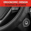 imageMotor Trend GripDrive Faux Black Leather Steering Wheel Cover for Car Truck Van SUV Small 14 inch Size Solid Black Stitched Car Steering Wheel Cover Vehicle ampamp Auto AccessoriesBlack  Black Accent Stitching