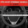 imageMotor Trend GripDrive Faux Black Leather Steering Wheel Cover for Car Truck Van SUV Small 14 inch Size Solid Black Stitched Car Steering Wheel Cover Vehicle ampamp Auto AccessoriesBlack  Gray Accent Stitching