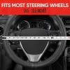 imageMotor Trend GripDrive Faux Black Leather Steering Wheel Cover for Car Truck Van SUV Small 14 inch Size Solid Black Stitched Car Steering Wheel Cover Vehicle ampamp Auto AccessoriesBlack  Gray Accent Stitching