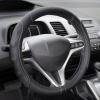 imageMotor Trend GripDrive Faux Black Leather Steering Wheel Cover for Car Truck Van SUV Small 14 inch Size Solid Black Stitched Car Steering Wheel Cover Vehicle ampamp Auto AccessoriesBlack  Gray Accent Stitching