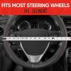 imageMotor Trend GripDrive Faux Black Leather Steering Wheel Cover for Car Truck Van SUV Small 14 inch Size Solid Black Stitched Car Steering Wheel Cover Vehicle ampamp Auto AccessoriesBlack  Red Accent Stitching