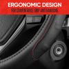 imageMotor Trend GripDrive Faux Black Leather Steering Wheel Cover for Car Truck Van SUV Small 14 inch Size Solid Black Stitched Car Steering Wheel Cover Vehicle ampamp Auto AccessoriesBlack  Red Accent Stitching
