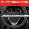 imageMotor Trend GripDrive Faux Black Leather Steering Wheel Cover for Car Truck Van SUV Small 14 inch Size Solid Black Stitched Car Steering Wheel Cover Vehicle ampamp Auto AccessoriesBlack  Blue Accent Stitching