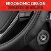 imageMotor Trend GripDrive Faux Black Leather Steering Wheel Cover for Car Truck Van SUV Small 14 inch Size Solid Black Stitched Car Steering Wheel Cover Vehicle ampamp Auto AccessoriesBlack  Beige Accent Stitching