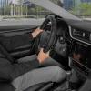 imageMotor Trend GripDrive Faux Black Leather Steering Wheel Cover for Car Truck Van SUV Small 14 inch Size Solid Black Stitched Car Steering Wheel Cover Vehicle ampamp Auto AccessoriesBlack  Beige Accent Stitching